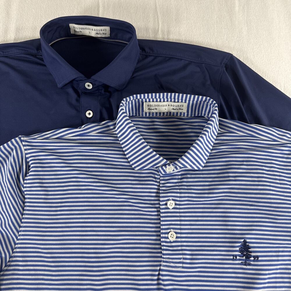 Lot Of 2 Holderness & Bourne Maxwell/Anderson Golf Polo Tailored Fit L Pine Tree